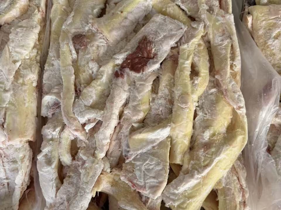 Frozen beef back strap in carton liner